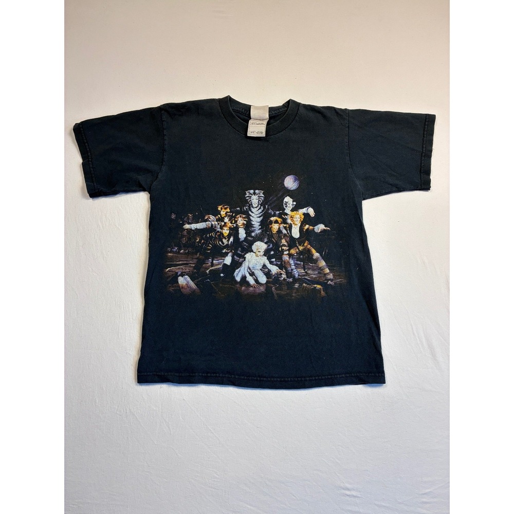 Vintage Fruit of the Loom Cats 1985 Graphic T-Shirt Black Unisex Kids 10-12